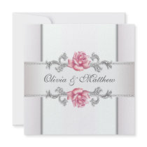 Pink Rose Champagne Wedding Announcement