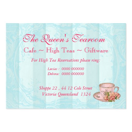Pink Rose China Teacup Business Card (back side)