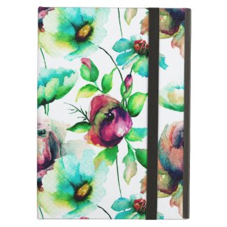 Pink Rose & Colorful Flowers Watercolors Collage Case For iPad Air
