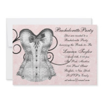 Pink Rose Corset Pink Black Bachelorette Party Custom Announcement