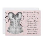Pink Rose Corset Pink Black Bachelorette Party invitations