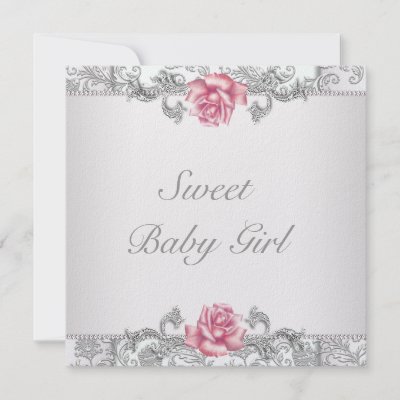 Baby Pink Roses on Pink Roses And Silver White Damask With Silver Jewel Chain Classy Baby