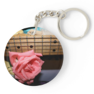 pink rose electric guitar neck fretboard musical acrylic keychains