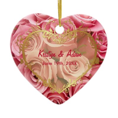 Pink Rose Elegance - Customize Christmas Tree Ornament