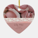 Pink Rose Floral Adoption Announcement Keepsake Ornament