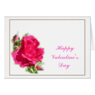 Pink rose flower  floral Happy Valentine's day Greeting Cards