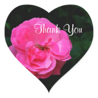 pink rose flower  thank you stickers