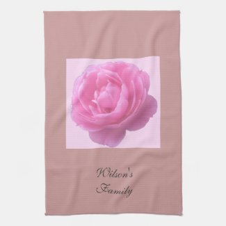 pink rose flower with family name mojo_kitchentowel