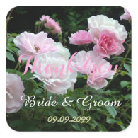 pink rose flowers wedding favor thank you stickers