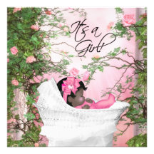 Pink Rose Garden Baby Girl Shower Invitations