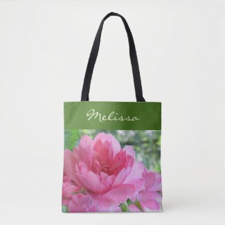 Pink Rose Garden Flower Floral Tote Bag