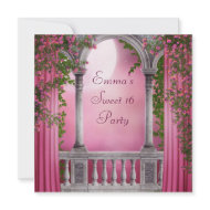 Pink Rose Garden Pink Sweet 16 Party invitation