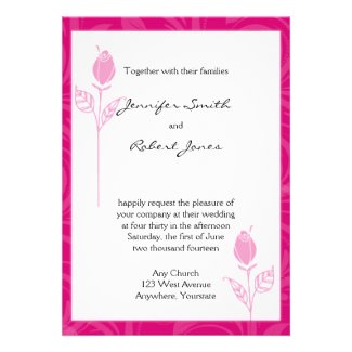 Pink Rose Graphic Wedding Invitation