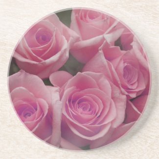 Pink rose group bunch photograph design coaster