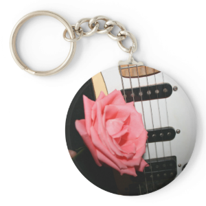 Pink rose guitar body strings pickguard music key chains
