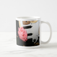 Pink rose guitar body strings pickguard music mug