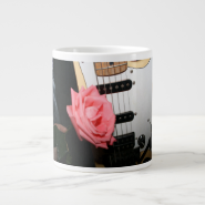 Pink rose guitar body strings pickguard music extra large mug