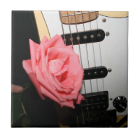 Pink rose guitar body strings pickguard music tile