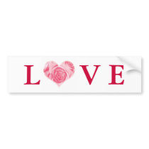 Pink Rose Heart Love Bumper Sticker bumper stickers