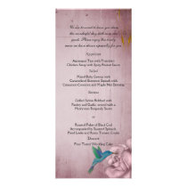 Pink Rose Hummingbird Wedding Menu Rack Card