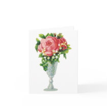 Pink Rose in A Vase Notecard by vintagegiftmall Pink Rose in A Vase Notecard