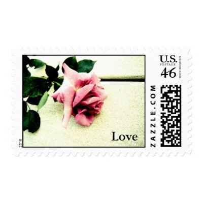 Pink Rose Love Wedding Postage (MEDIUM) by indolilly