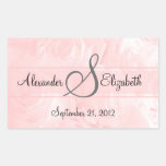 Pink Rose-Monogram Wedding Rectangle Stickers