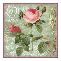Pink rose mother's day card invitations