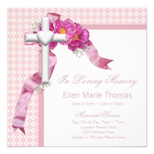 Pink Rose Mourning Cards