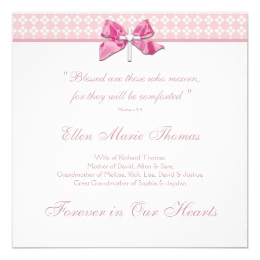 Pink Rose Mourning Cards