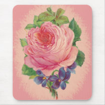 Pink Rose Mousepad by vintagegiftmall Pink Rose Mousepad