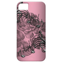 Pink Rose Music Notes iPhone 5 Case