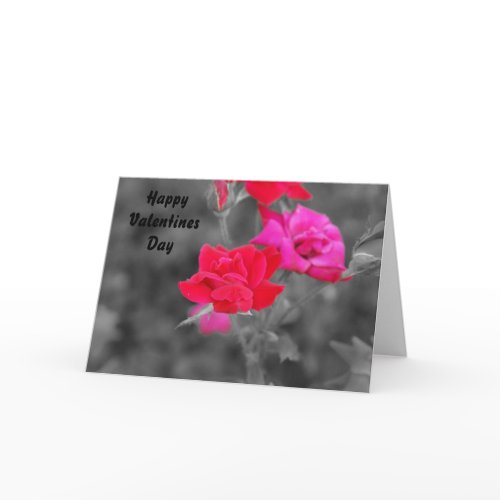 Pink rose on black and white, HappyValentinesDay card