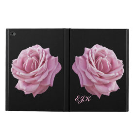 Pink Rose on Black, Monogram Powis iPad Air 2 Case