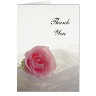 Pink Rose on White Bridesmaid Thank You Greeting Card