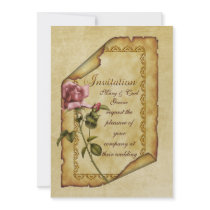 Pink Rose Parchment invitations