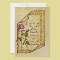 Pink Rose Parchment invitations
