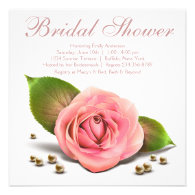 Pink Rose Pearl White Bridal Shower Personalized Invites