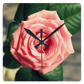 Pink rose, personalised wall clock