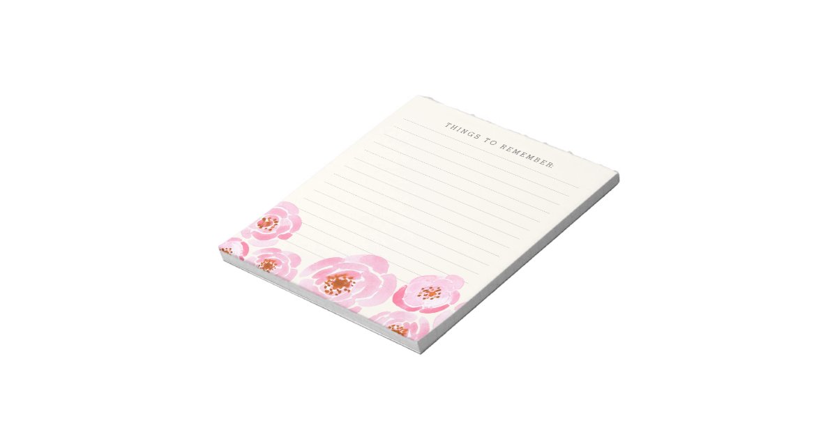 Pink Rose Print Note Pad Zazzle