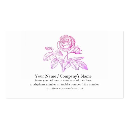 Pink Rose Profile Card Business Card Template (back side)