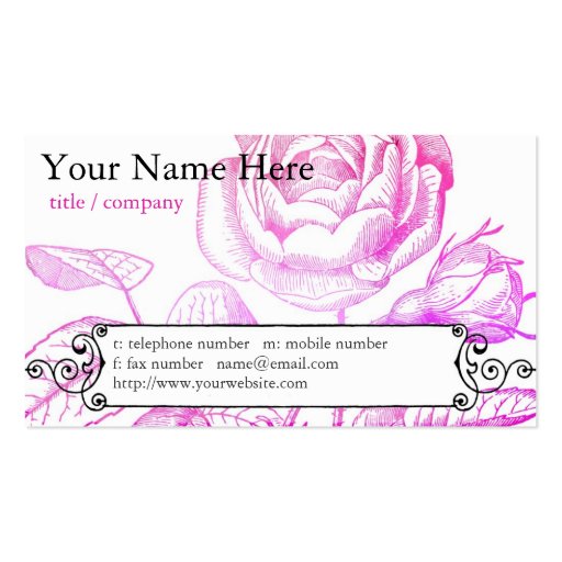 Pink Rose Profile Card Business Card Template (front side)