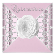 Pink Rose Quinceanera Personalized Invitations
