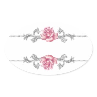 Pink Rose Silver Jewel White Envelope Seal Sticker sticker