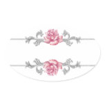 Pink Rose Silver Jewel White Envelope Seal Sticker