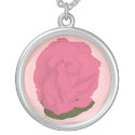 Pink Rose, silver necklace necklace