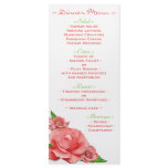 Pink Rose Summer Watercolor Wedding Reception Menu Rack Card Template