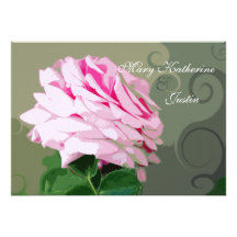 Pink Rose Swirls Wedding Invitation