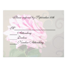 Pink Rose Swirls Wedding RSVP Response Card Invite