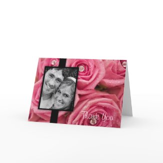 pink rose Thank you card card